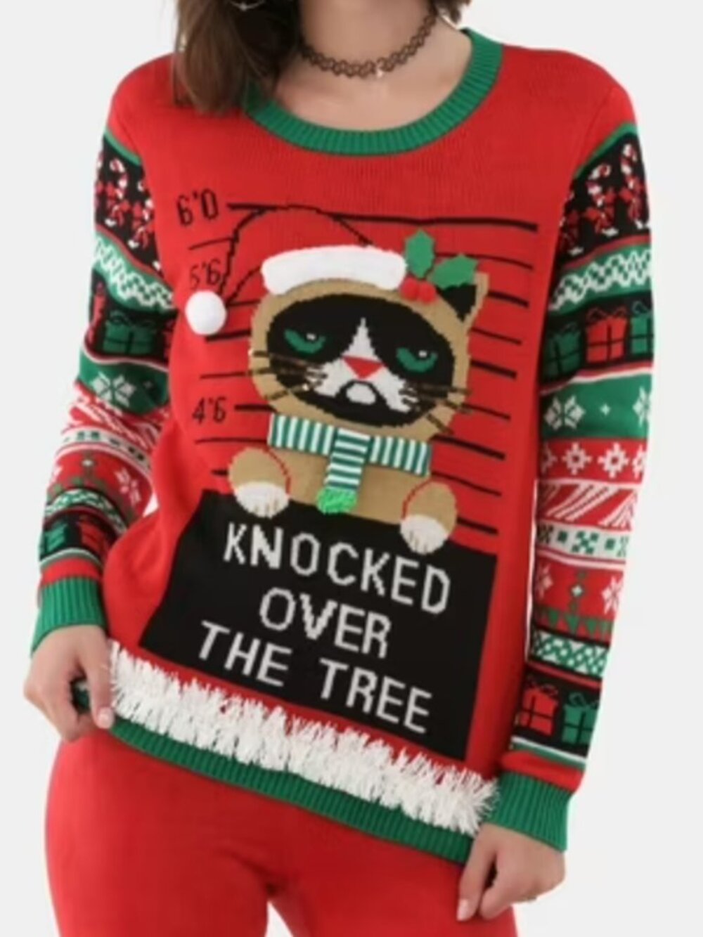 No Boundaries Christmas Sweater "Grumpy Cat"